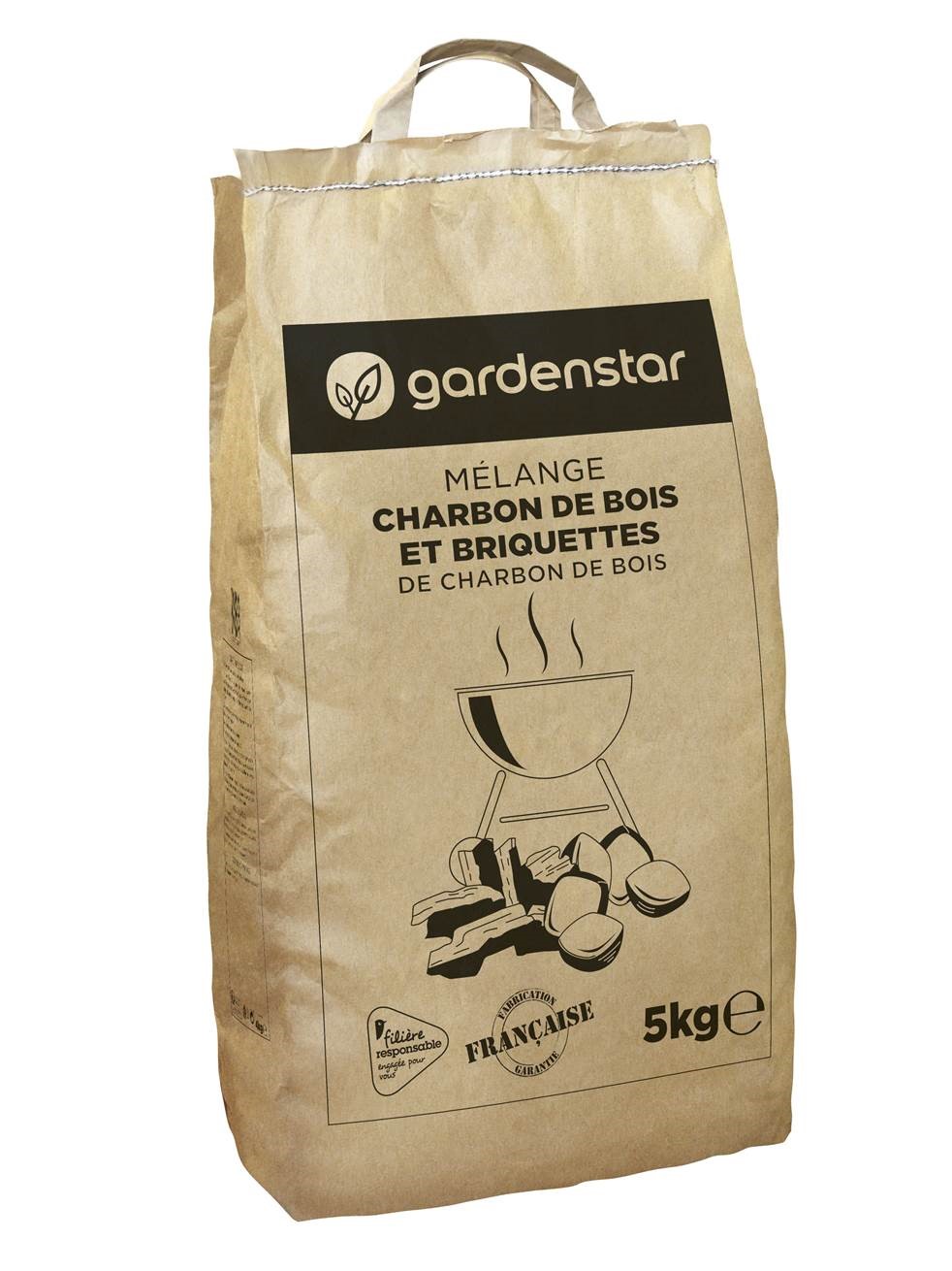 Gardenstar Mélange de charbon de bois et briquettes de charbon de bois 5kg (5 Kg)