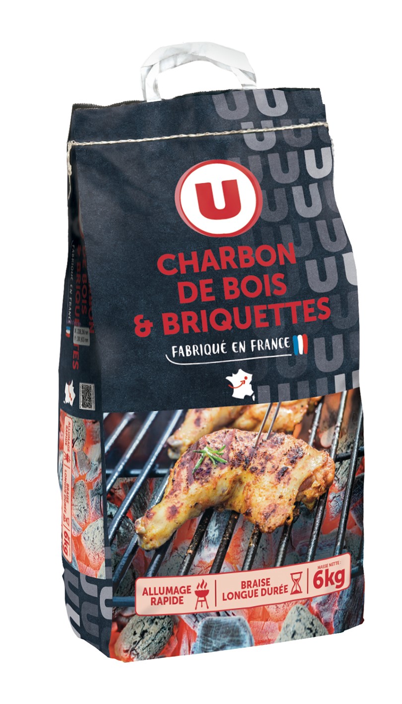 Mix charbon de bois + briquettes U  (6 Kg)